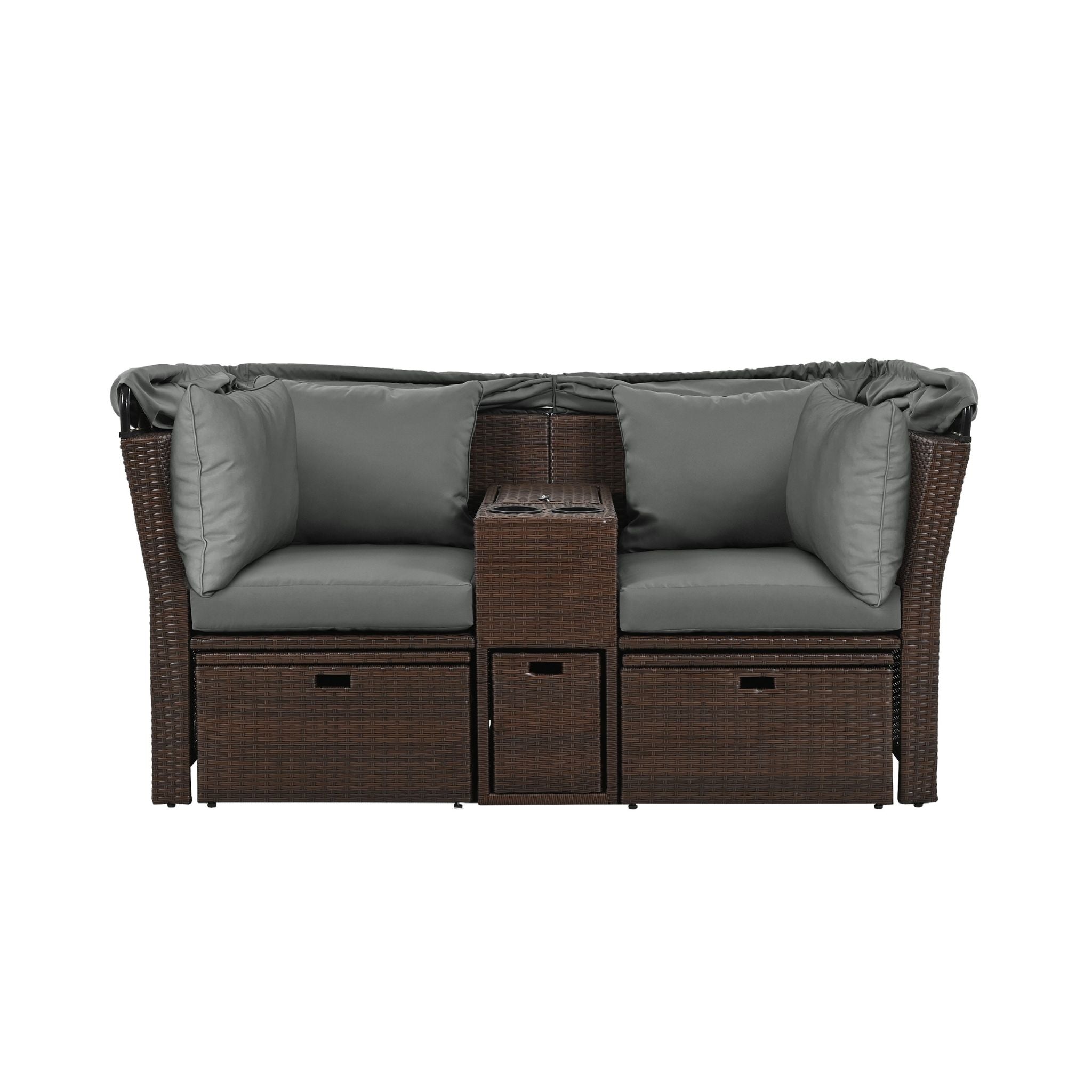 Alora Premium Outdoor 2-Seater Patio Daybed With Foldable Awning, Cushions, And Rattan Frame (SAK90233) – SAKSBY WHOLESALE, v