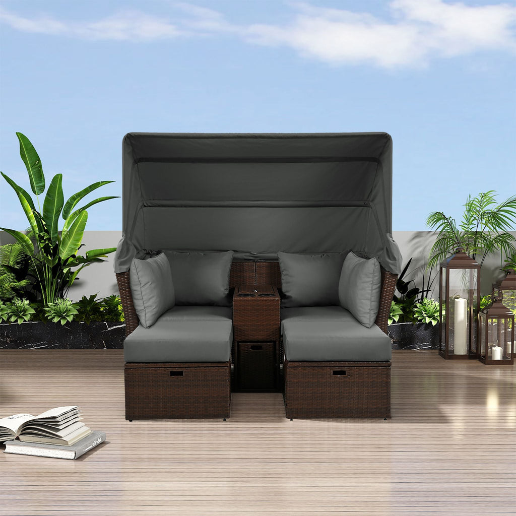 Alora Premium Outdoor 2-Seater Patio Daybed With Foldable Awning, Cushions, And Rattan Frame (SAK90233) – SAKSBY WHOLESALE, v