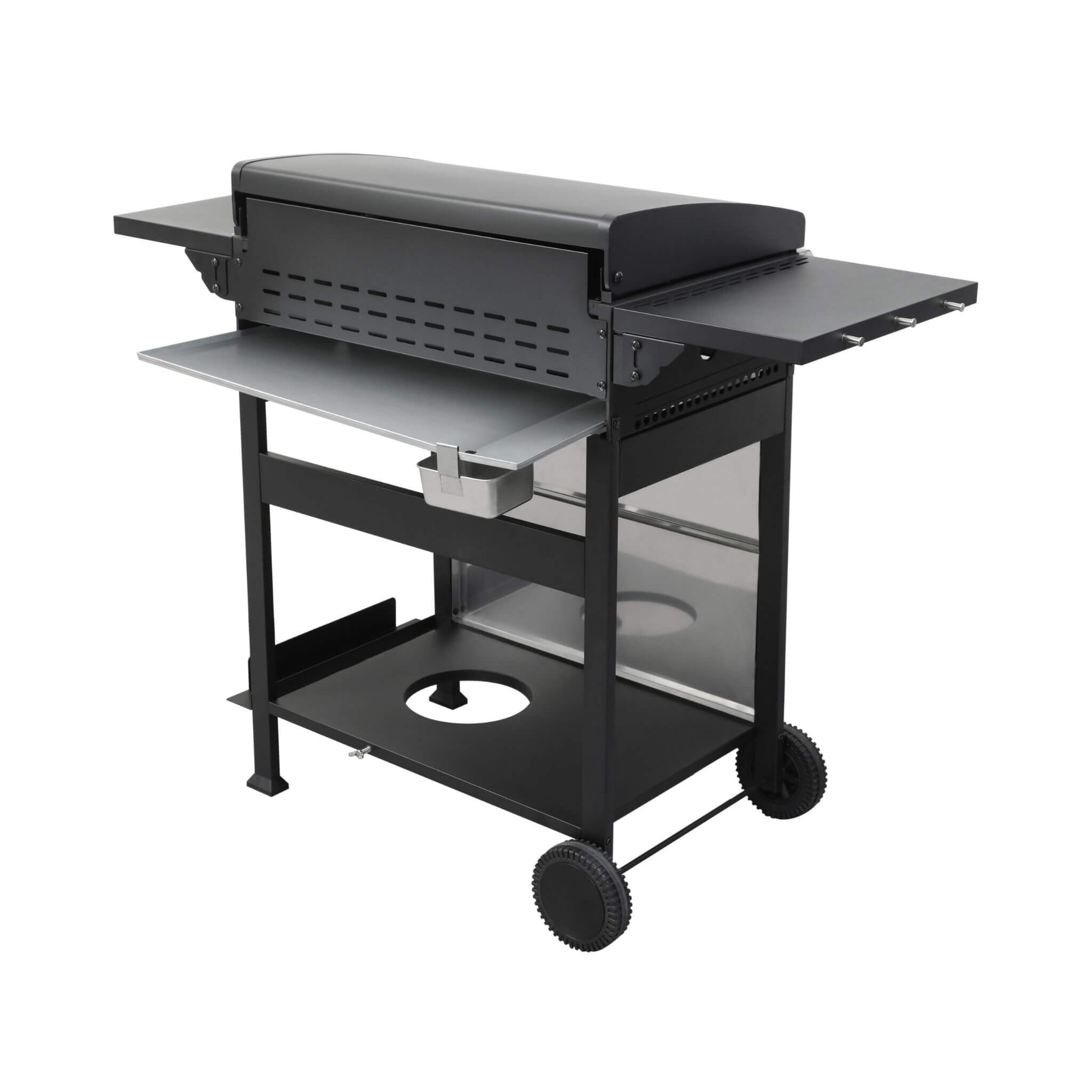 Premium Outdoor 4-Burner Propane BBQ Grill With Foldable Side Tables, Hanging Basket, And Cooking Grids (SAK53213) – SAKSBY W