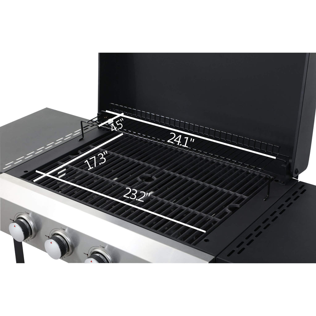 Premium Outdoor 4-Burner Propane BBQ Grill With Foldable Side Tables, Hanging Basket, And Cooking Grids (SAK53213) – SAKSBY W