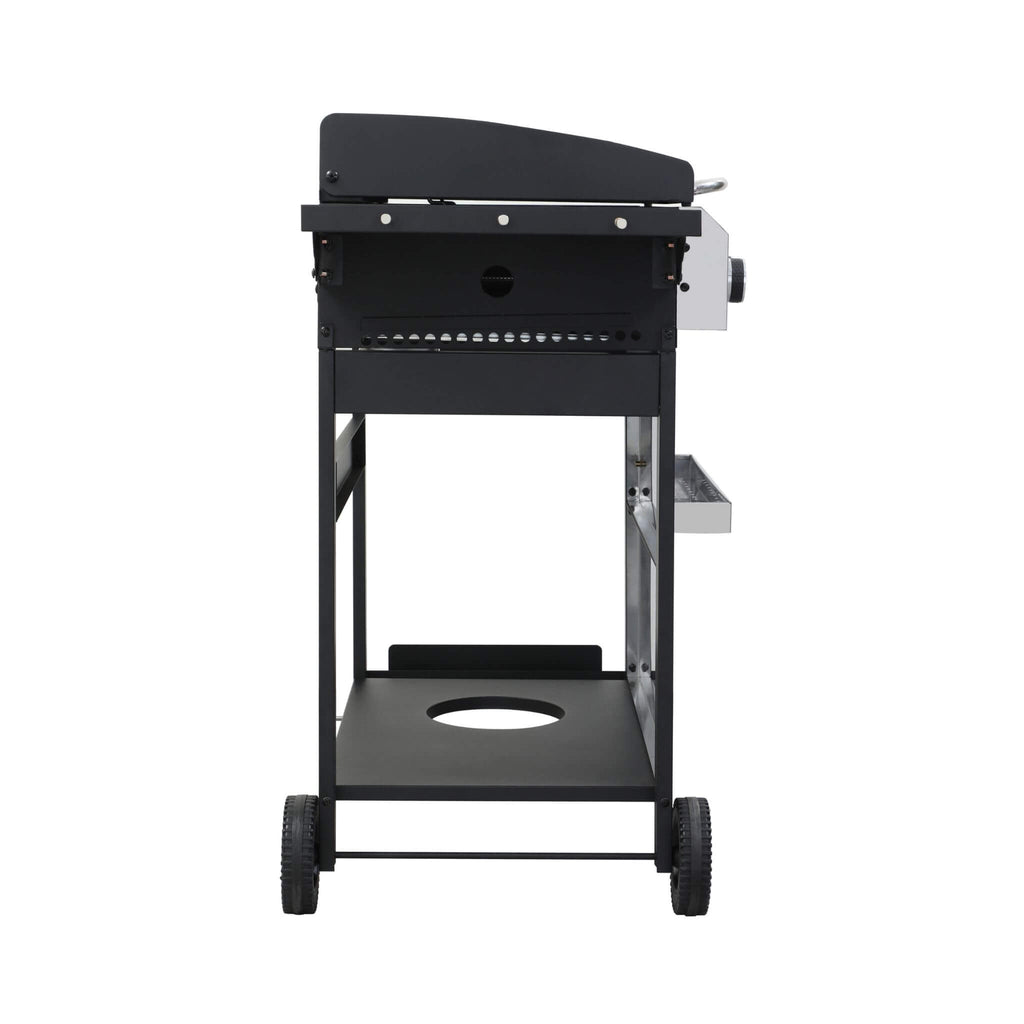 Premium Outdoor 4-Burner Propane BBQ Grill With Foldable Side Tables, Hanging Basket, And Cooking Grids (SAK53213) – SAKSBY W