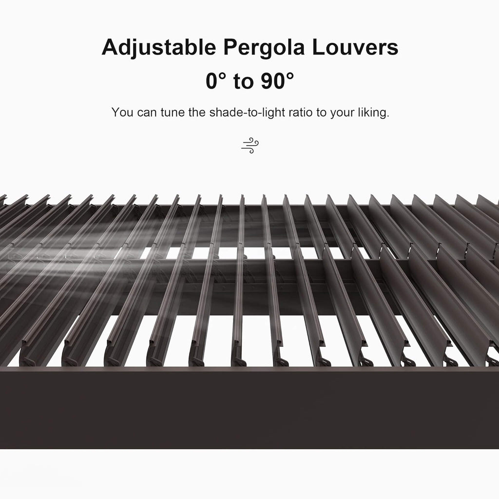 Alora Premium Outdoor Aluminum Louvered Patio Pergola With LED Lights [PERGOLA ONLY] (SAK24896) – SAKSBY WHOLESALE, view 5