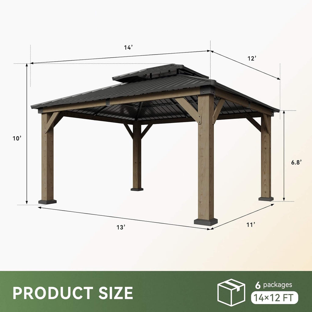 Alora Premium Outdoor Cedar Wood Galvanized Steel Hardtop Gazebo (SAK23907) – SAKSBY WHOLESALE, view 10