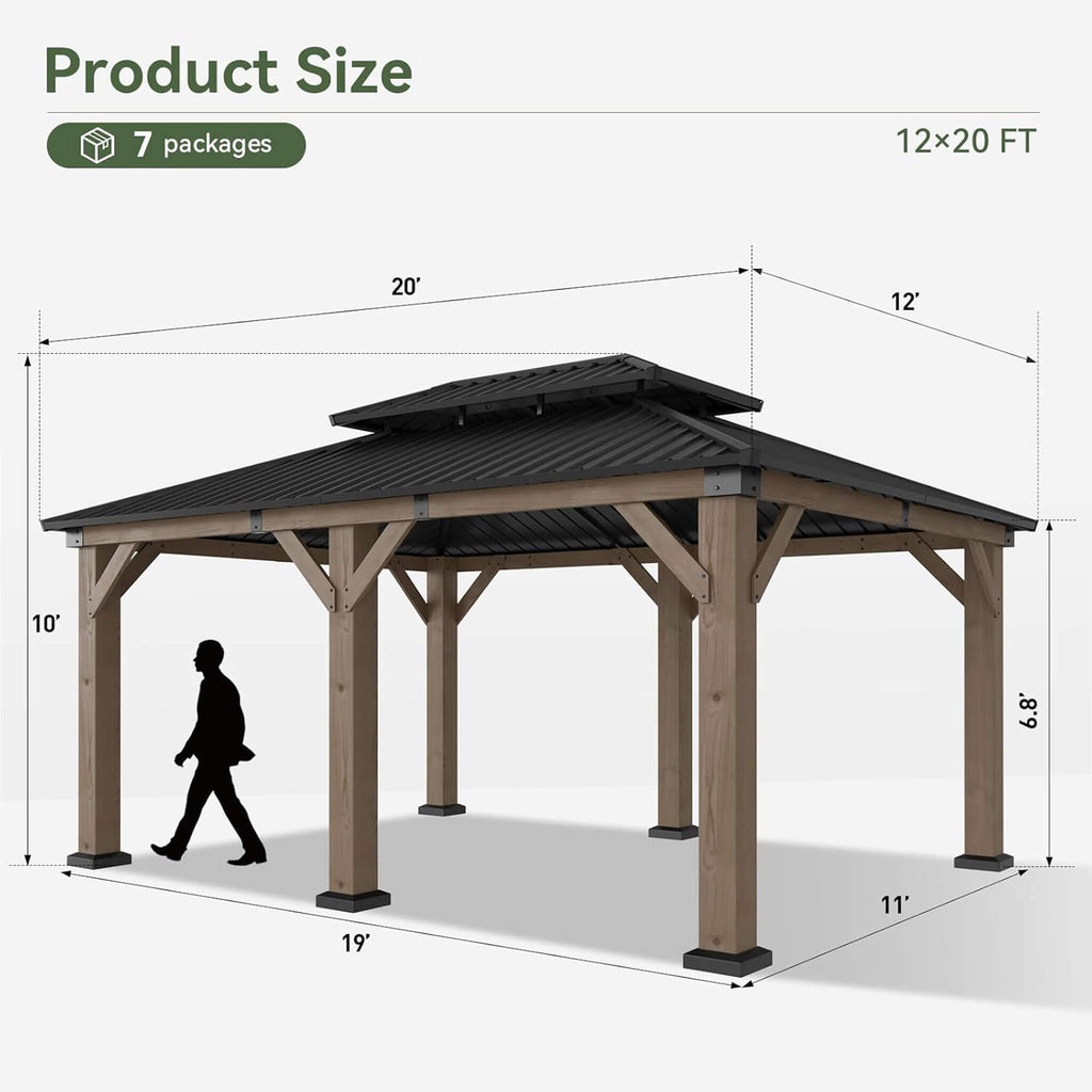 Alora Premium Outdoor Cedar Wood Galvanized Steel Hardtop Gazebo (SAK23907) – SAKSBY WHOLESALE, view 12