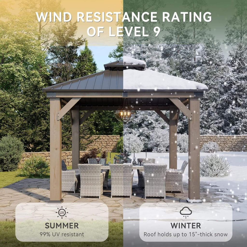 Alora Premium Outdoor Cedar Wood Galvanized Steel Hardtop Gazebo (SAK23907) – SAKSBY WHOLESALE, view 6