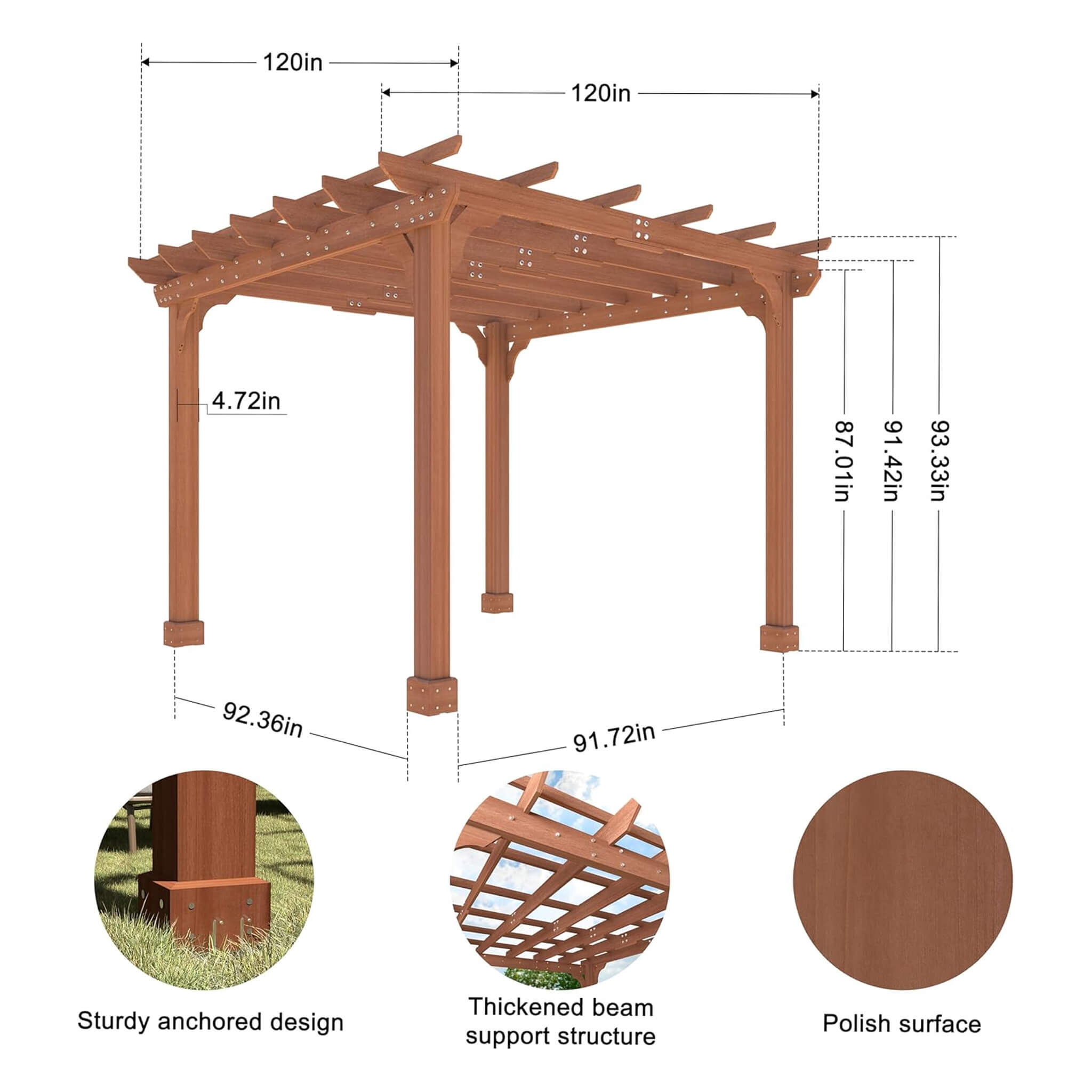 Alora Premium Outdoor Cedar Wood Pergola With Slatted Roof (SAK87024) – SAKSBY WHOLESALE, view 9