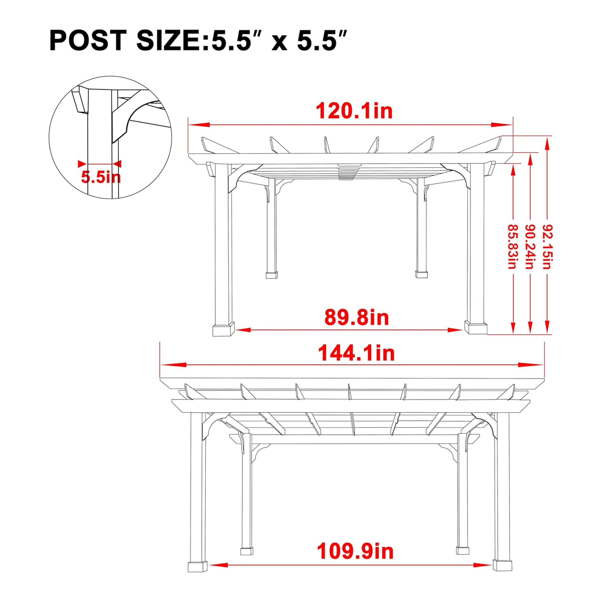 Alora Premium Outdoor Cedar Wood Pergola With Slatted Roof (SAK87024) – SAKSBY WHOLESALE, view 10