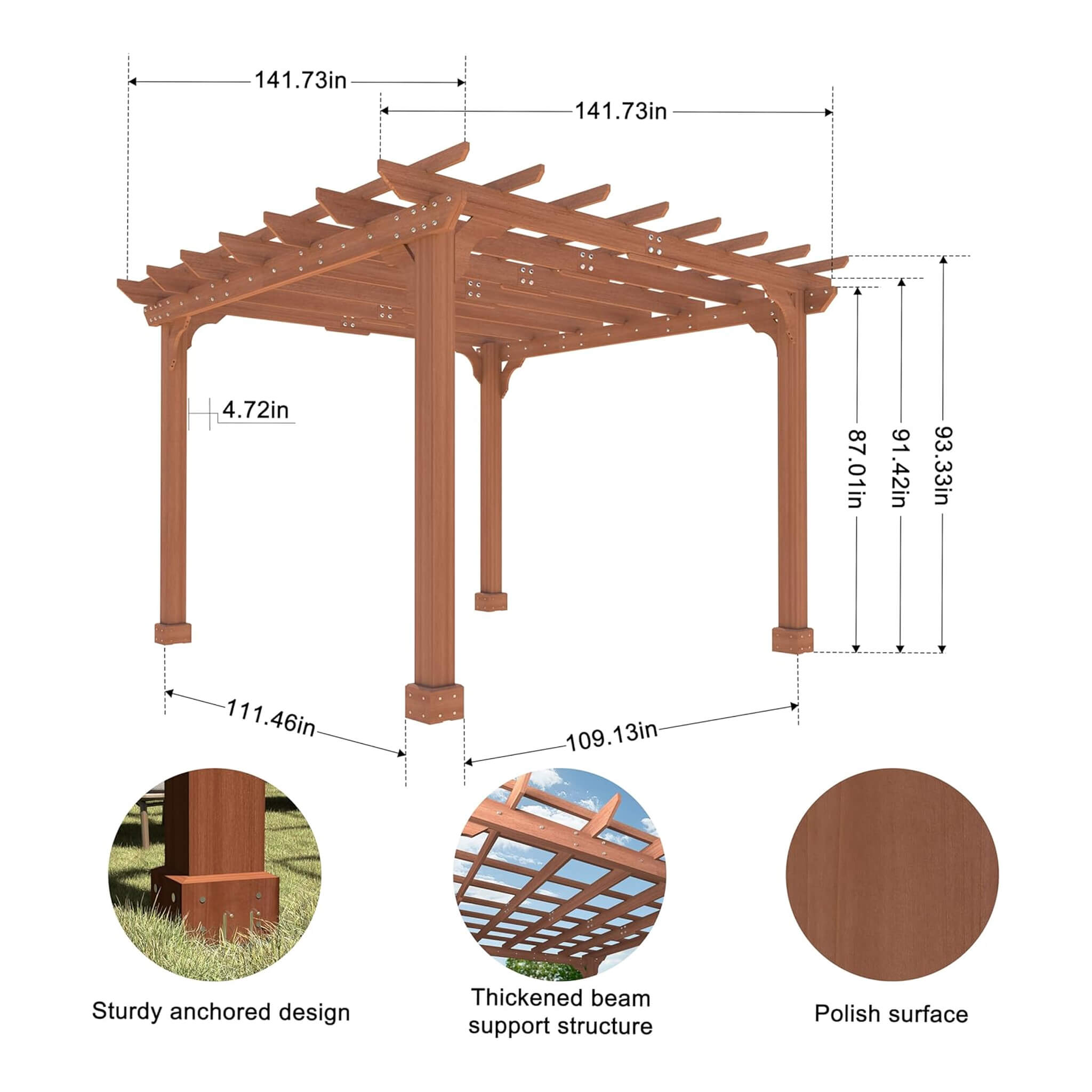 Alora Premium Outdoor Cedar Wood Pergola With Slatted Roof (SAK87024) – SAKSBY WHOLESALE, view 12