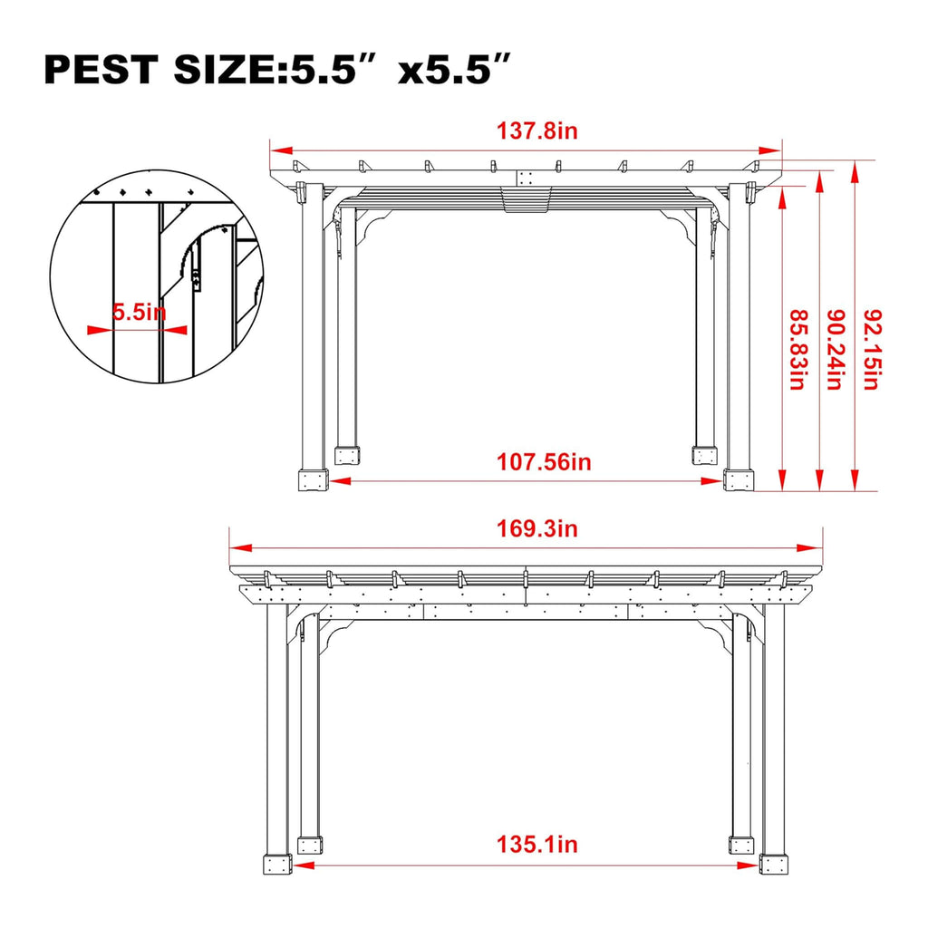 Alora Premium Outdoor Cedar Wood Pergola With Slatted Roof (SAK87024) – SAKSBY WHOLESALE, view 13
