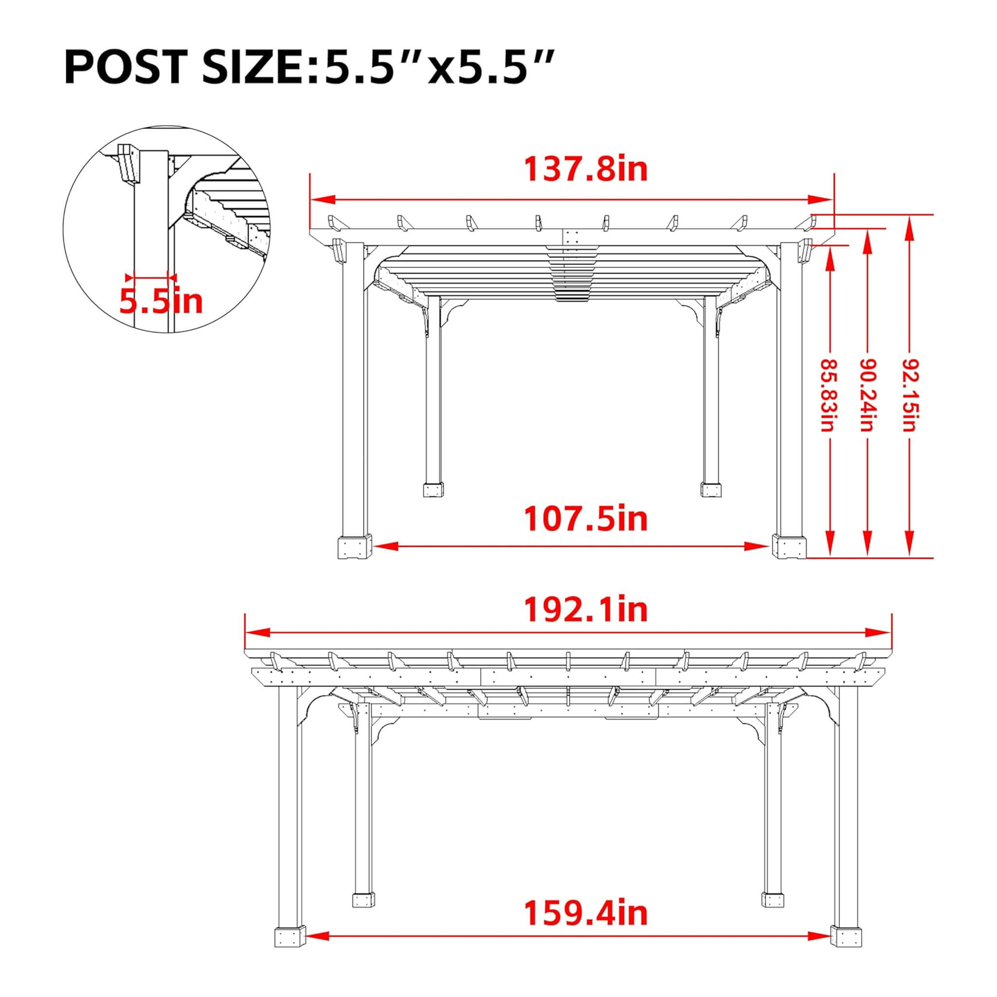 Alora Premium Outdoor Cedar Wood Pergola With Slatted Roof (SAK87024) – SAKSBY WHOLESALE, view 14