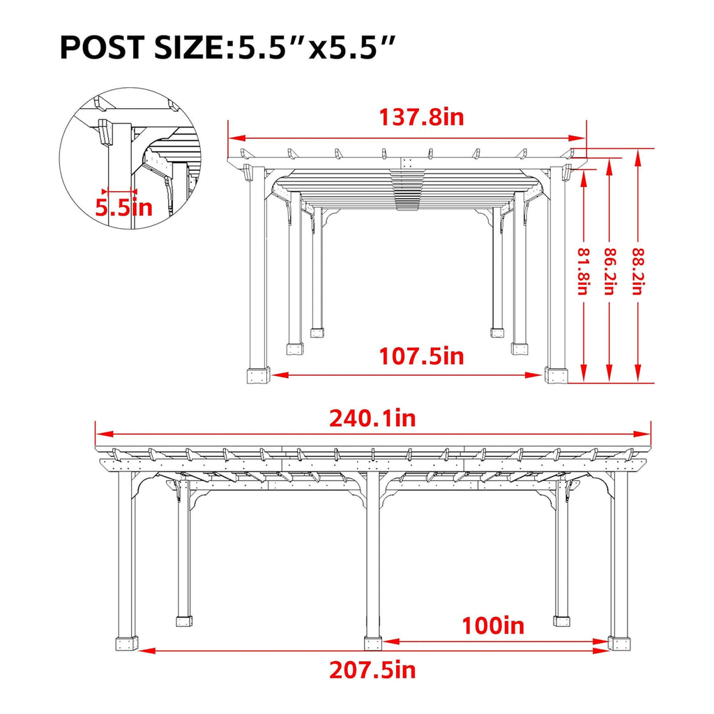 Alora Premium Outdoor Cedar Wood Pergola With Slatted Roof (SAK87024) – SAKSBY WHOLESALE, view 15
