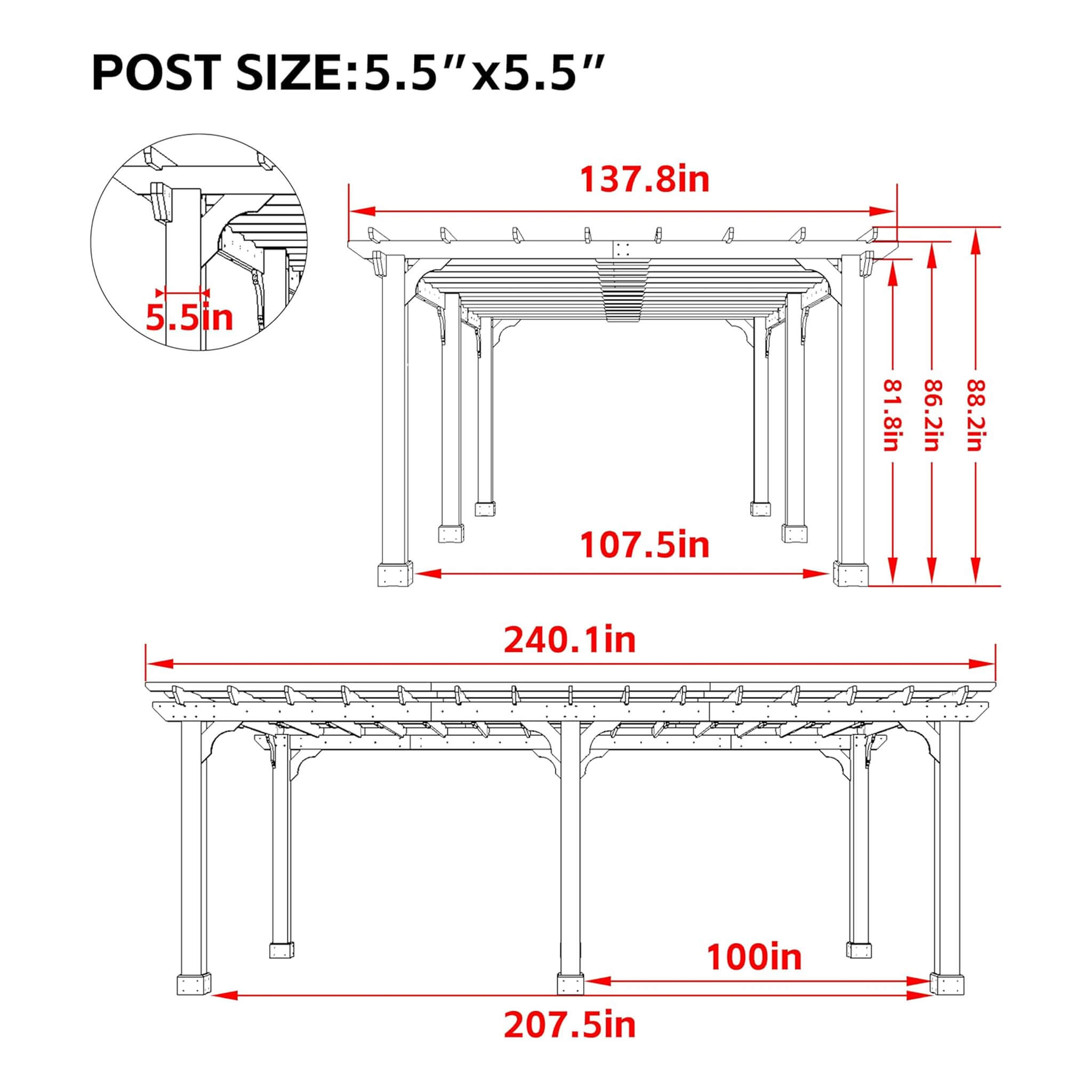 Alora Premium Outdoor Cedar Wood Pergola With Slatted Roof (SAK87024) – SAKSBY WHOLESALE, view 15
