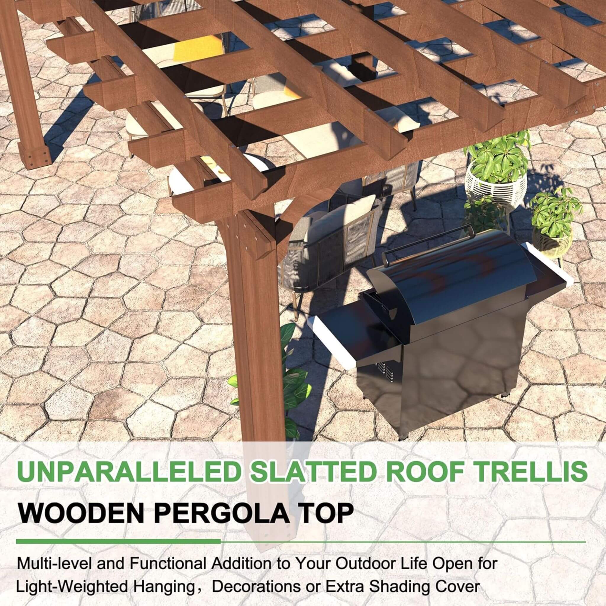 Alora Premium Outdoor Cedar Wood Pergola With Slatted Roof (SAK87024) – SAKSBY WHOLESALE, view 4