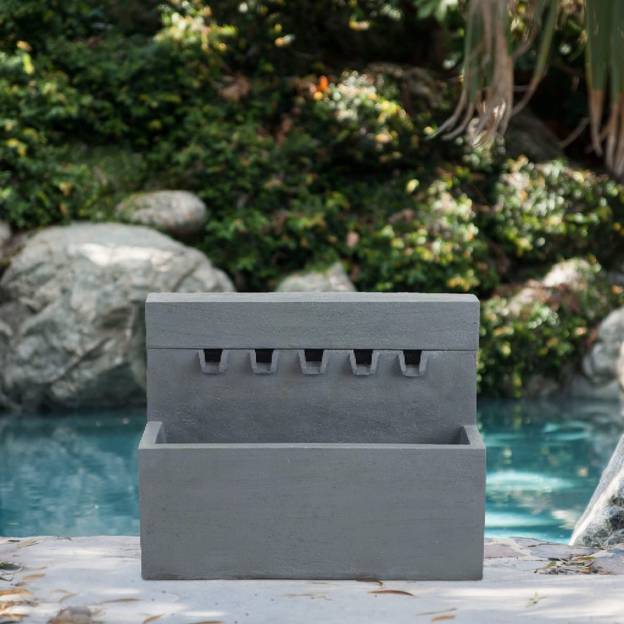Alora Premium Outdoor Contemporary Modern Rectanglar Decorative Water Fountain, Gray (SAK09215) – SAKSBY WHOLESALE