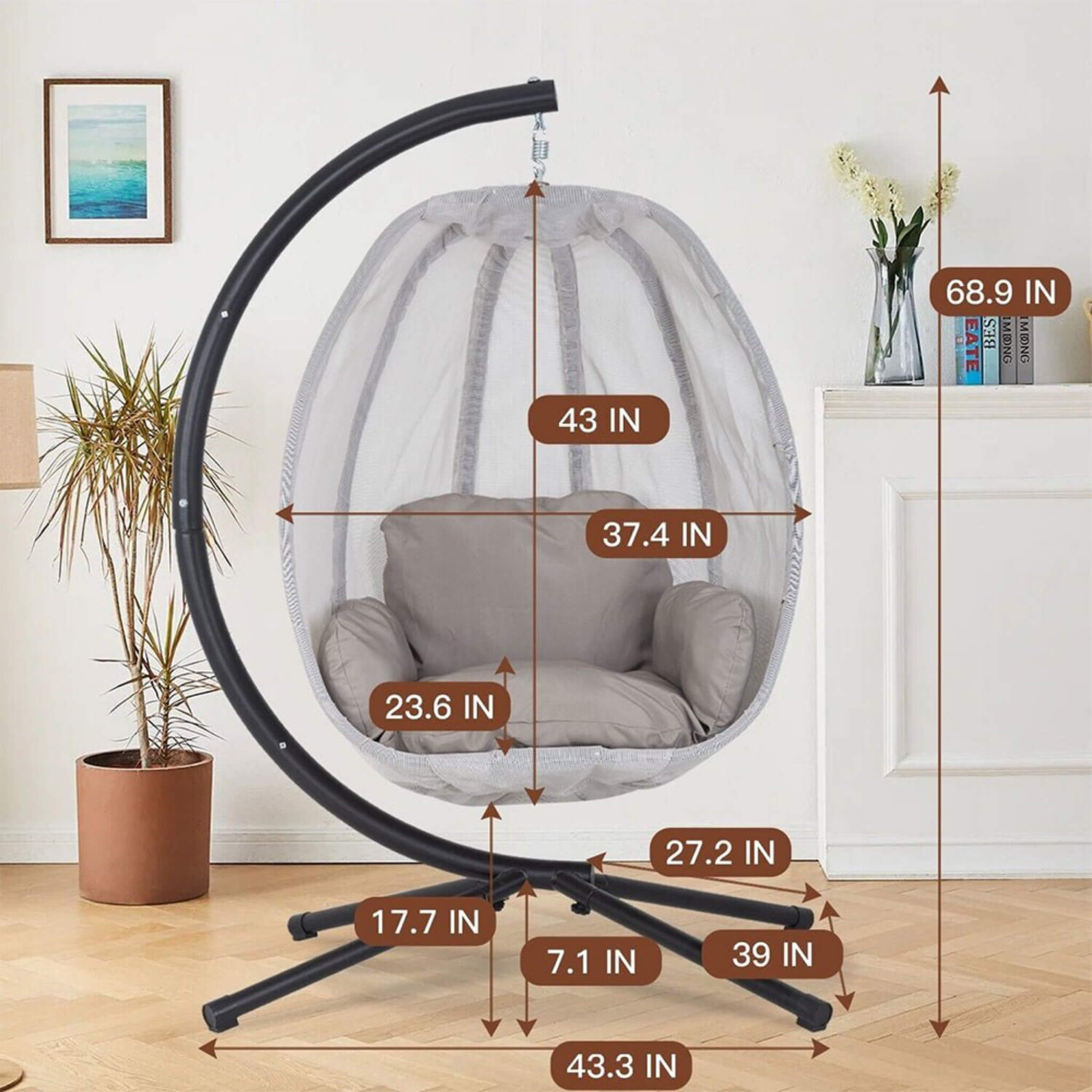 Alora Premium 70-Inch Outdoor Hammock Egg Swing Chair With Stand (SAK42317) – SAKSBY WHOLESALE, view 10