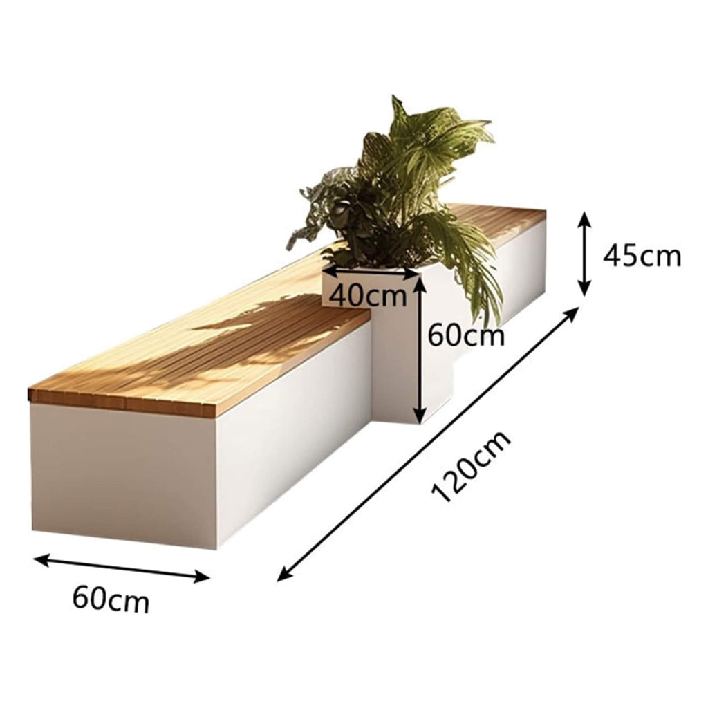 Premium Outdoor Industrial Metal Garden Bench With Wooden Seat And Planter [Made-To-Order] (SAK83951) – SAKSBY WHOLESALE, vie