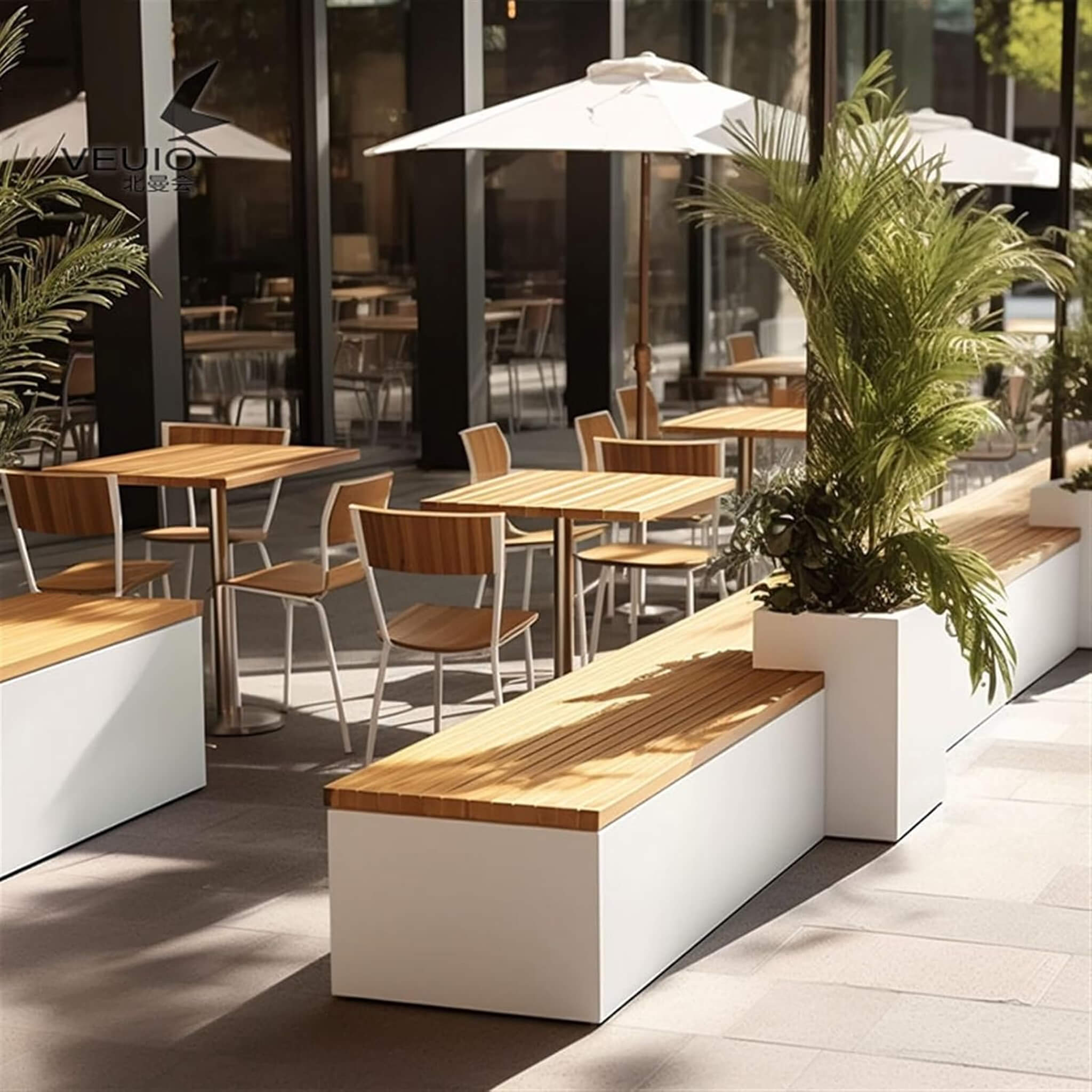 Premium Outdoor Industrial Metal Garden Bench With Wooden Seat And Planter [Made-To-Order] (SAK83951) – SAKSBY WHOLESALE, vie