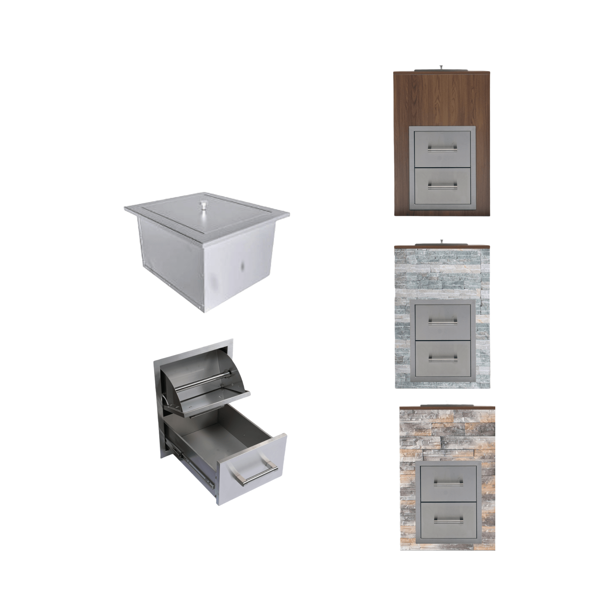 Premium Outdoor Kitchen With 32-Inch 60K BTU Built-In Stainless Steel LPG Gas Grill, Door And Drawer Combo And Stainless Stee
