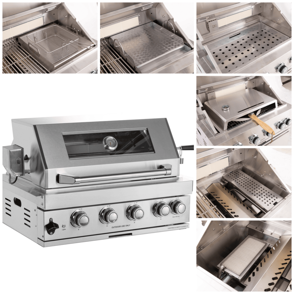 Premium Outdoor Kitchen With 32-Inch 60K BTU Built-In Stainless Steel LPG Gas Grill, Door And Drawer Combo And Stainless Stee