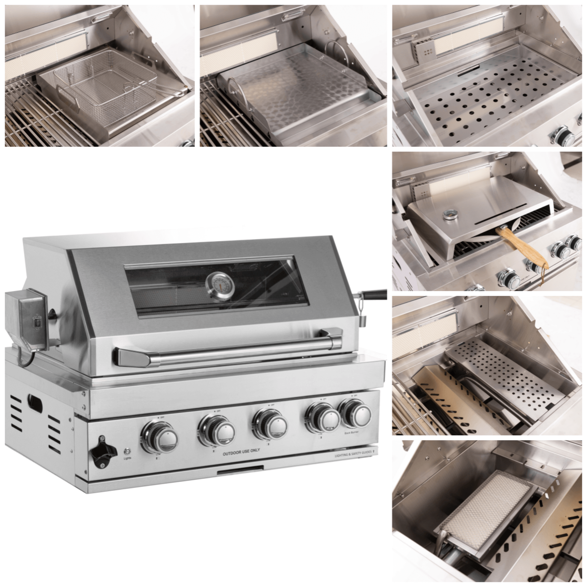 Premium Outdoor Kitchen With 32-Inch 60K BTU Built-In Stainless Steel LPG Gas Grill, Door And Drawer Combo And Stainless Stee