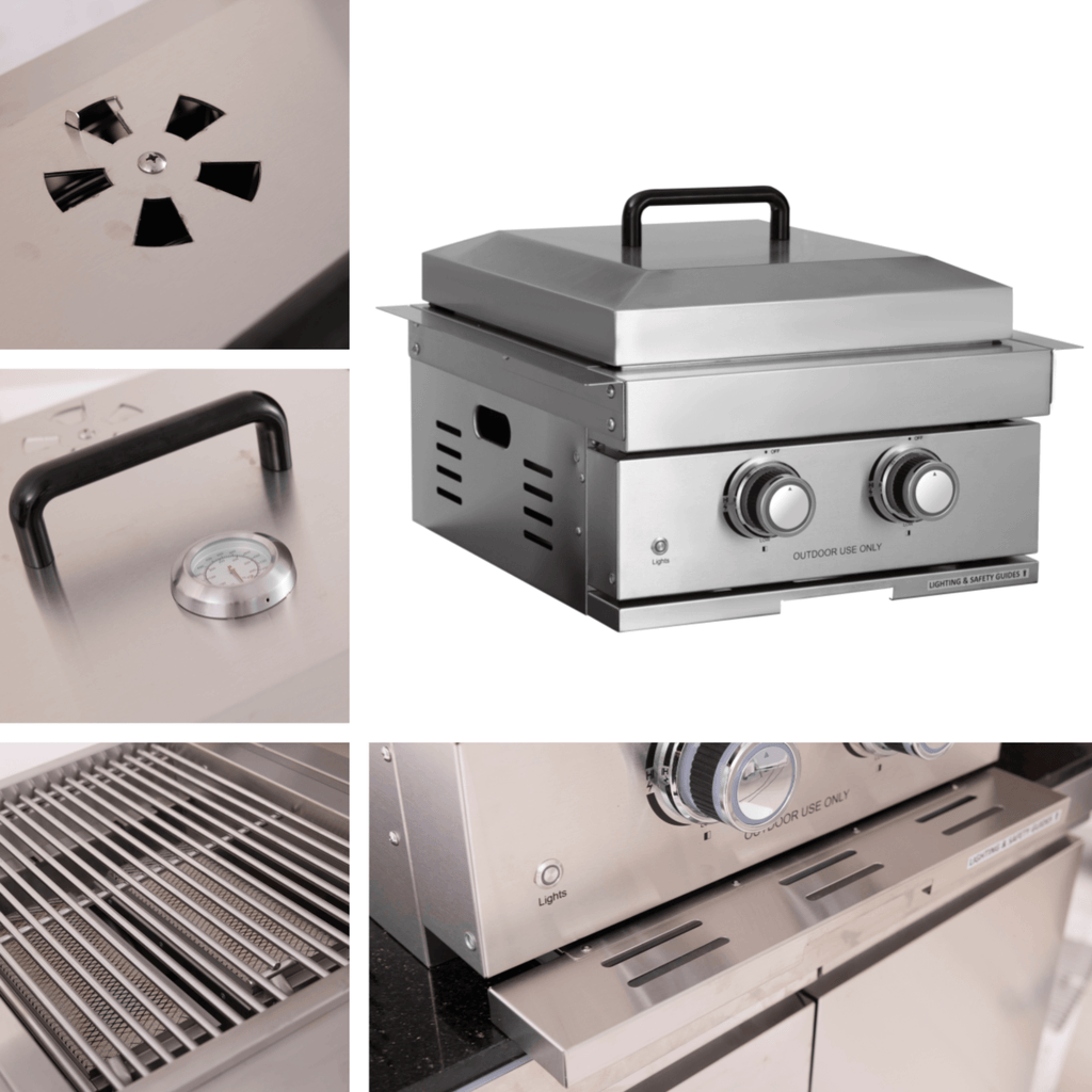 Premium Outdoor Kitchen With 32-Inch 60K BTU Built-In Stainless Steel LPG Gas Grill, Door And Drawer Combo And Stainless Stee