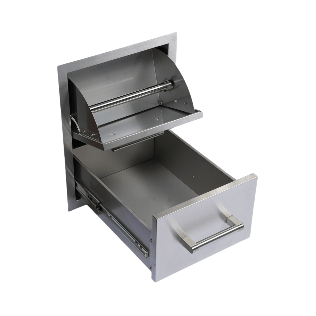 Premium Outdoor Kitchen With 32-Inch 60K BTU Built-In Stainless Steel LPG Gas Grill, Door And Drawer Combo And Stainless Stee