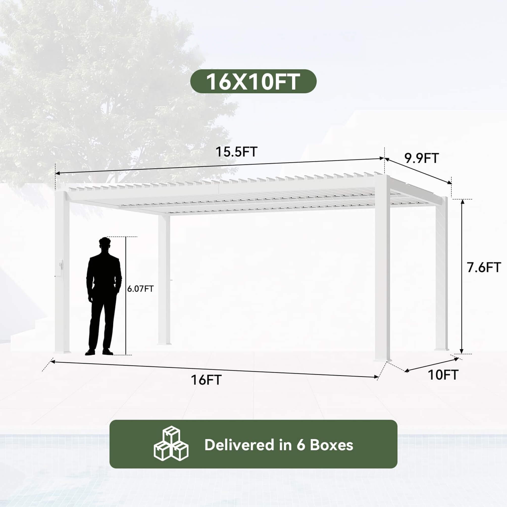 Alora Premium White Outdoor Metal Louvered Pergola With Drainage System (SAK87265) – SAKSBY WHOLESALE, view 10