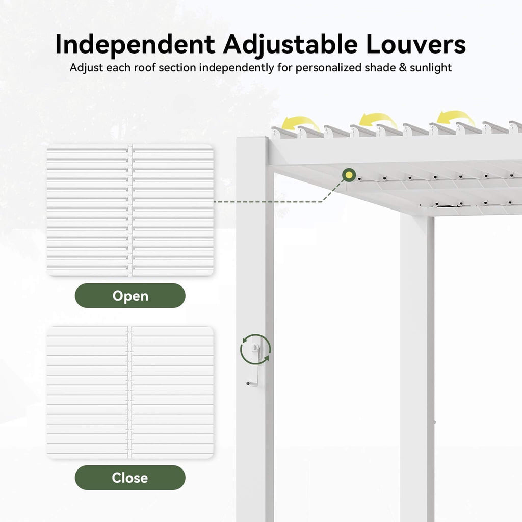 Alora Premium White Outdoor Metal Louvered Pergola With Drainage System (SAK87265) – SAKSBY WHOLESALE, view 6