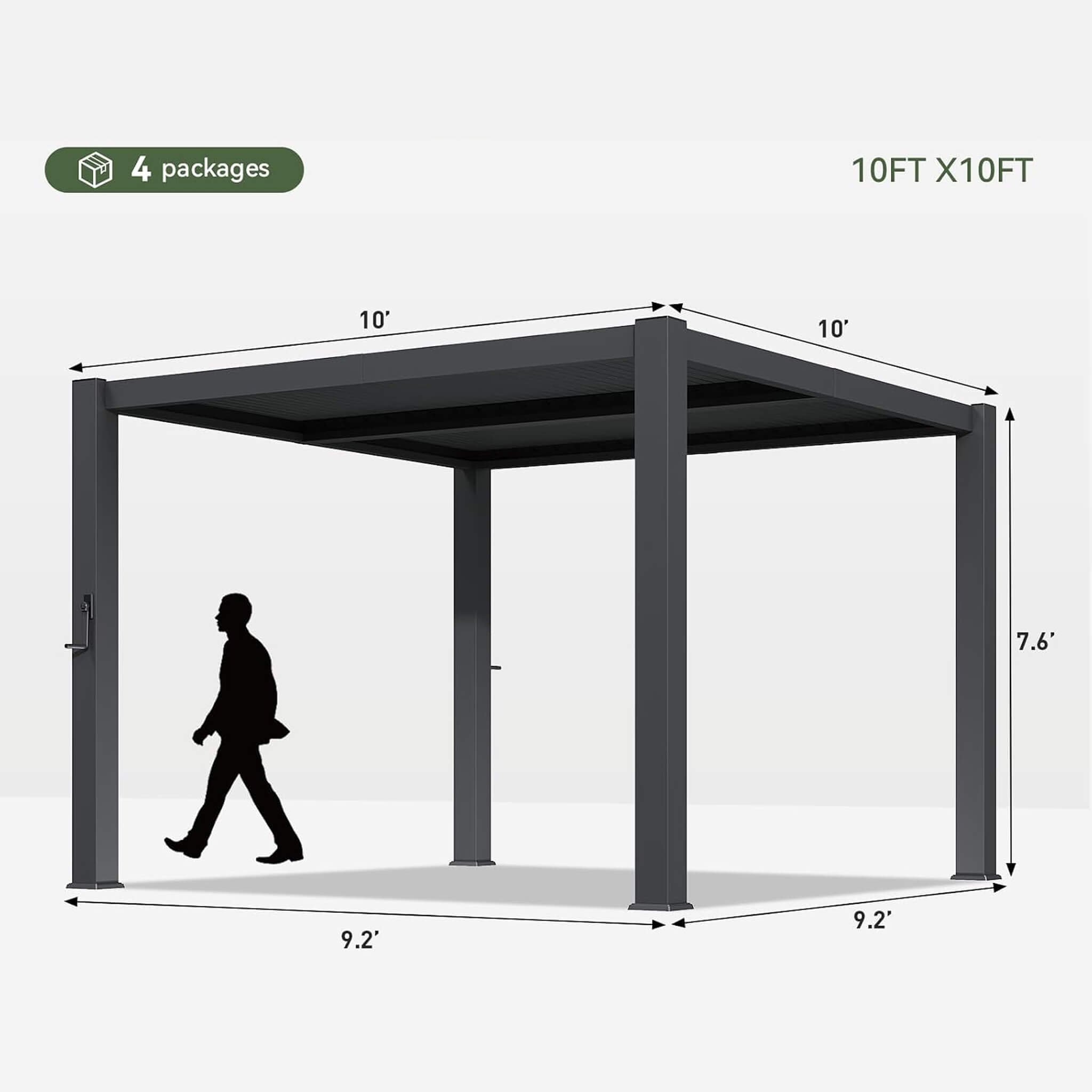 Alora Premium Gray Outdoor Metal Pergola With Louvered Roof And Drainage System (SAK76143) – SAKSBY WHOLESALE, view 8