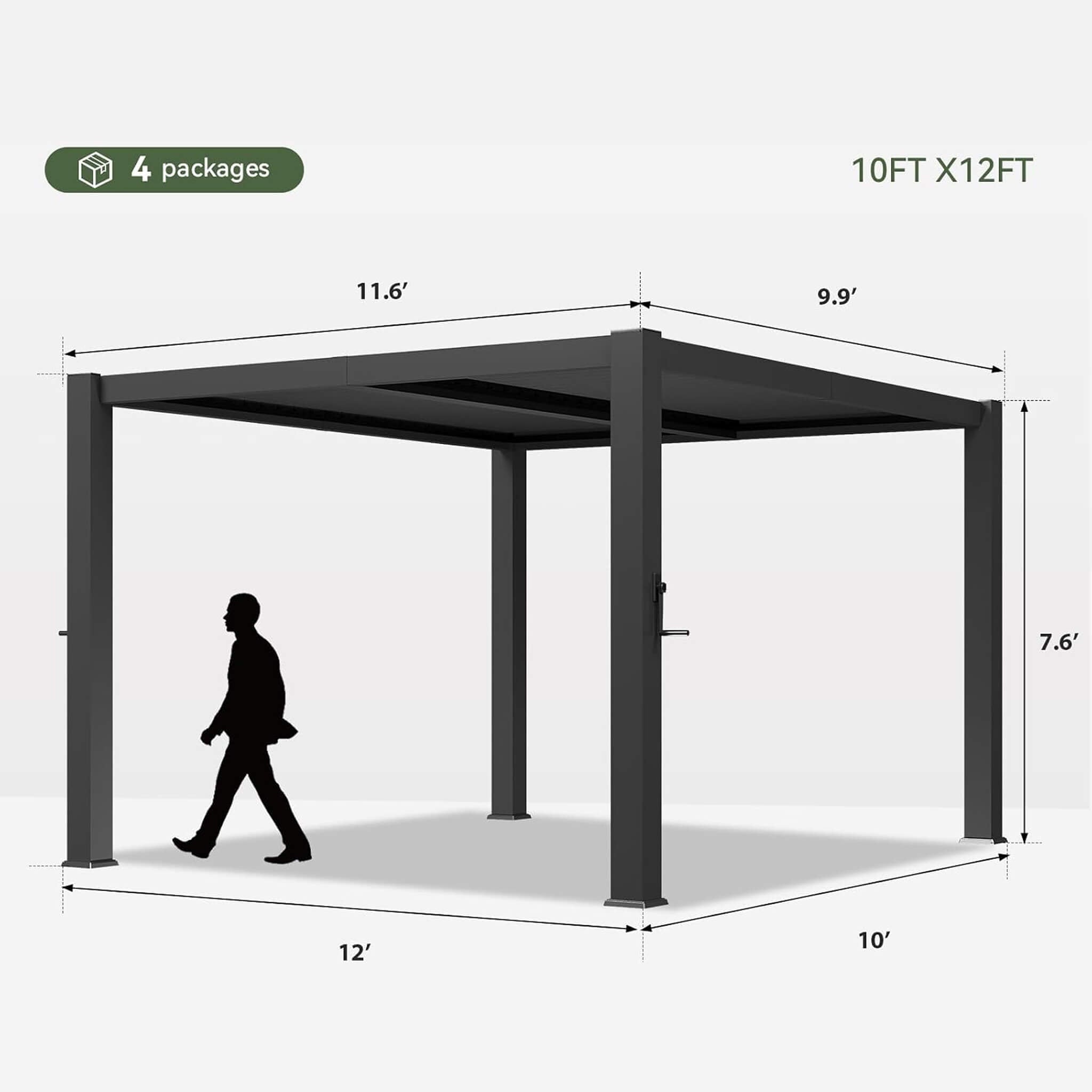 Alora Premium Gray Outdoor Metal Pergola With Louvered Roof And Drainage System (SAK76143) – SAKSBY WHOLESALE, view 9