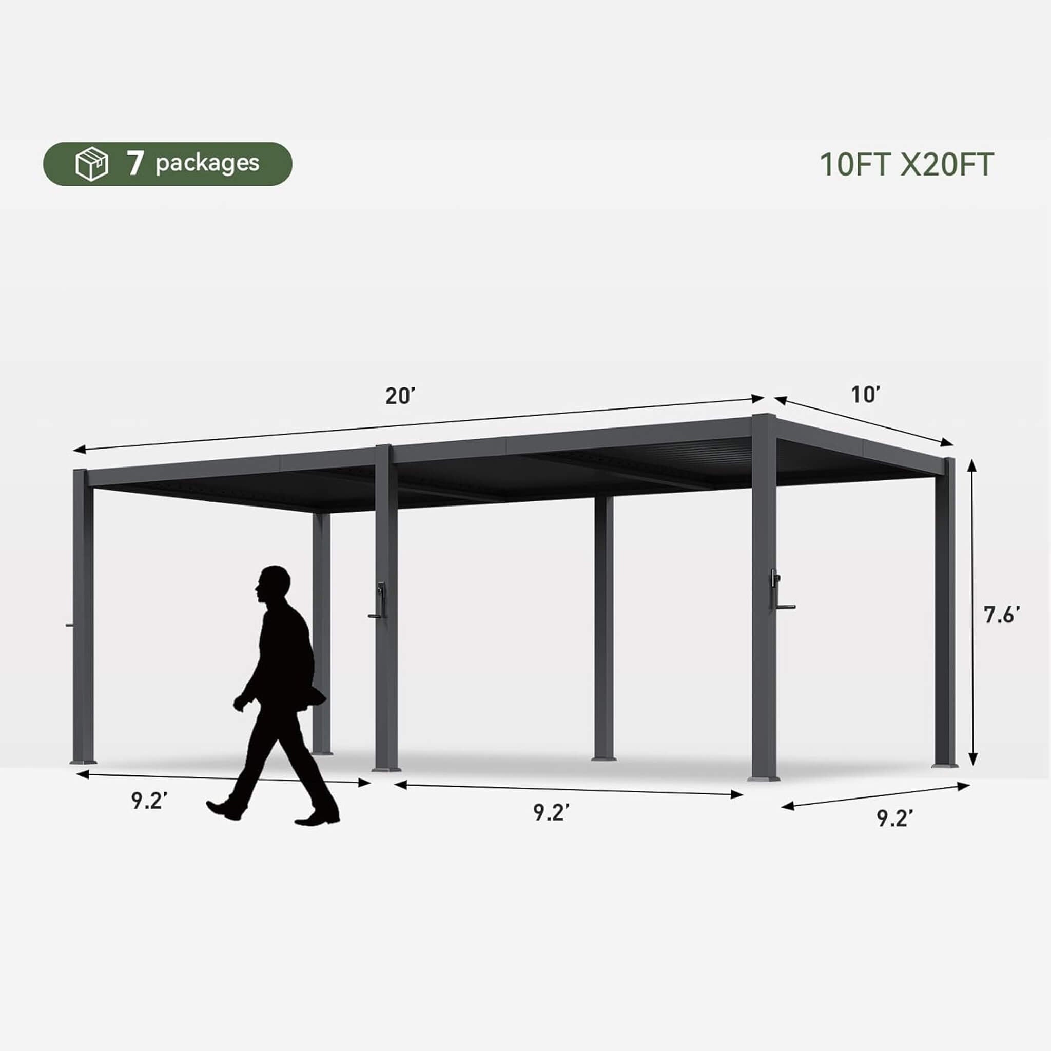 Alora Premium Gray Outdoor Metal Pergola With Louvered Roof And Drainage System (SAK76143) – SAKSBY WHOLESALE, view 11