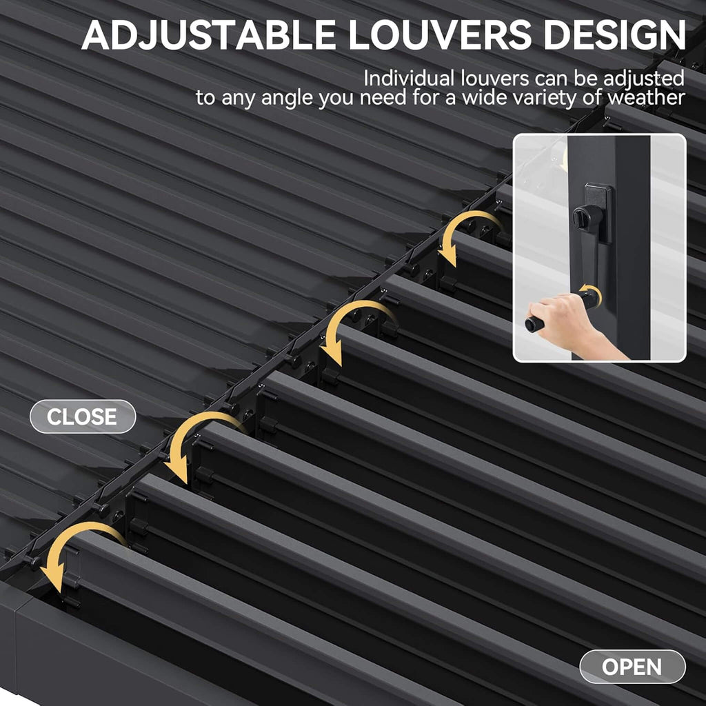 Alora Premium Gray Outdoor Metal Pergola With Louvered Roof And Drainage System (SAK76143) – SAKSBY WHOLESALE, view 6