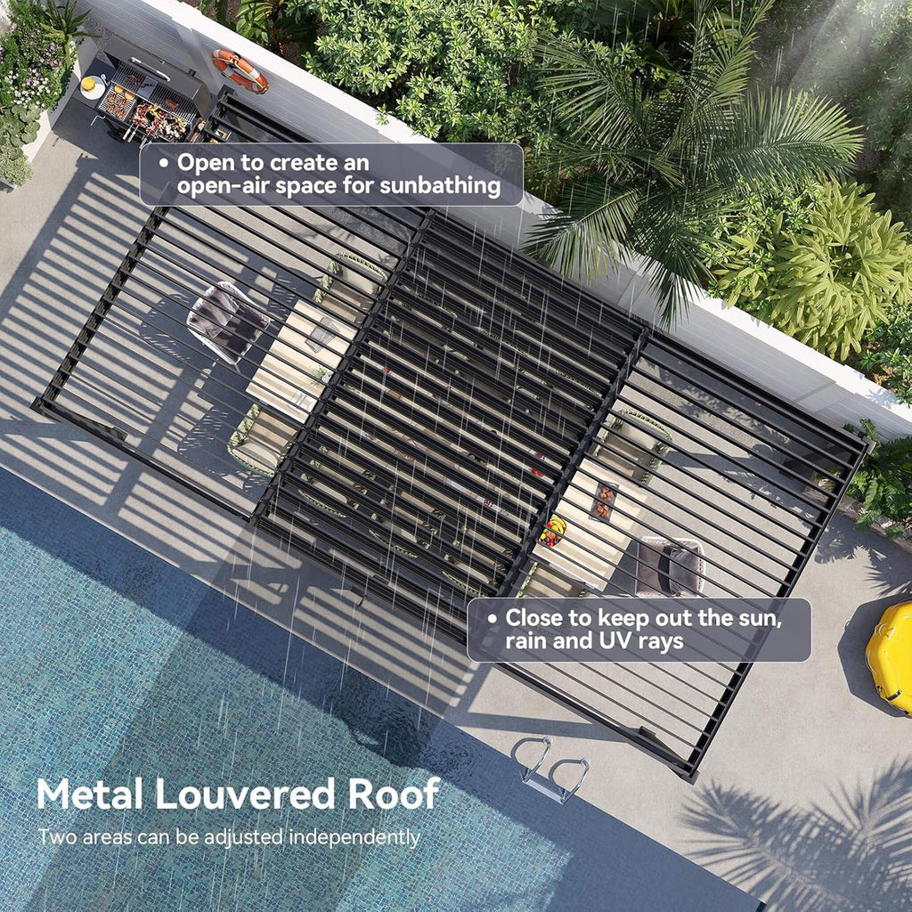 Alora Premium Gray Outdoor Metal Pergola With Louvered Roof And Drainage System (SAK76143) – SAKSBY WHOLESALE, view 3