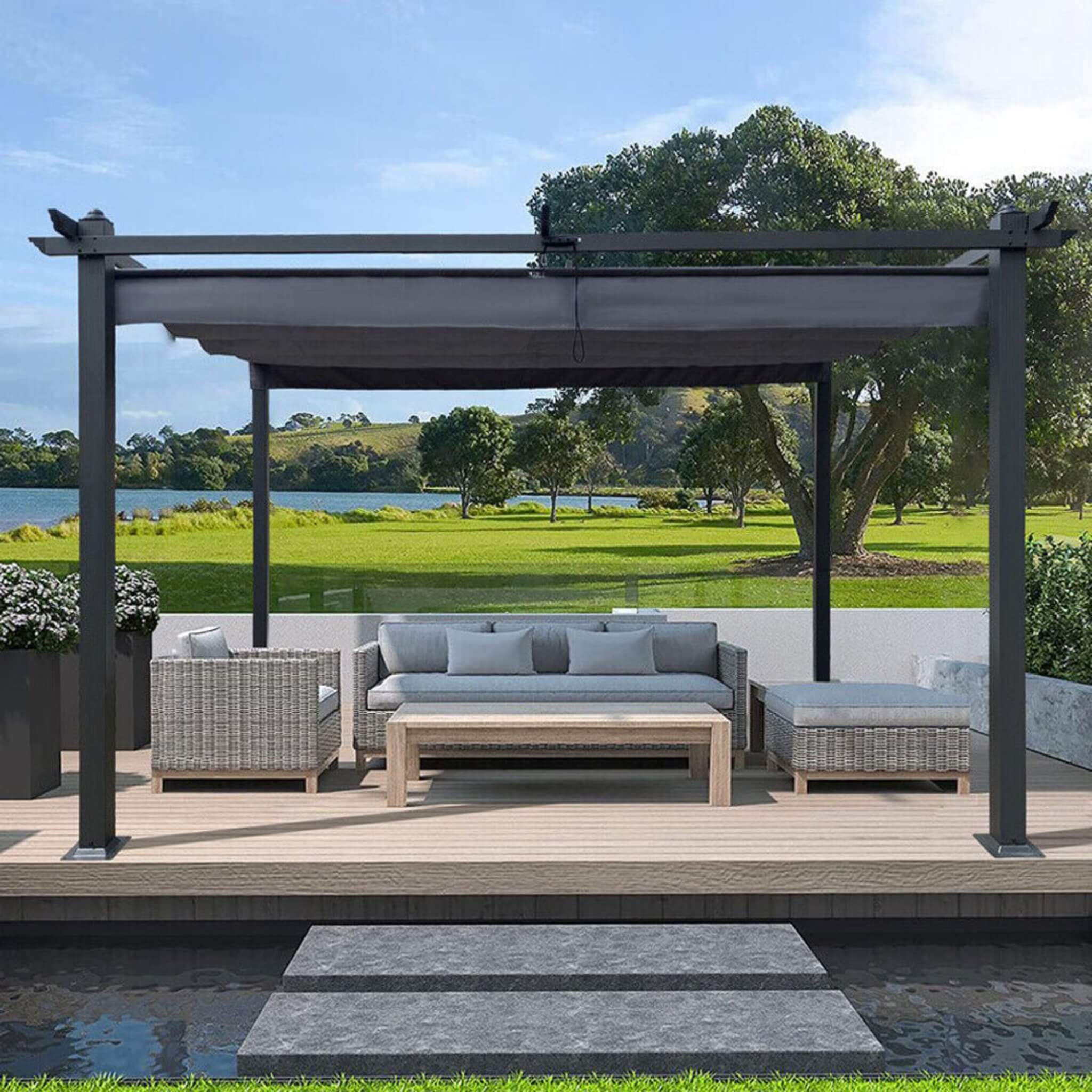 [10X13FT] Alora Premium Outdoor Patio Retractable Pergola With Canopy (SAK01864) – SAKSBY WHOLESALE