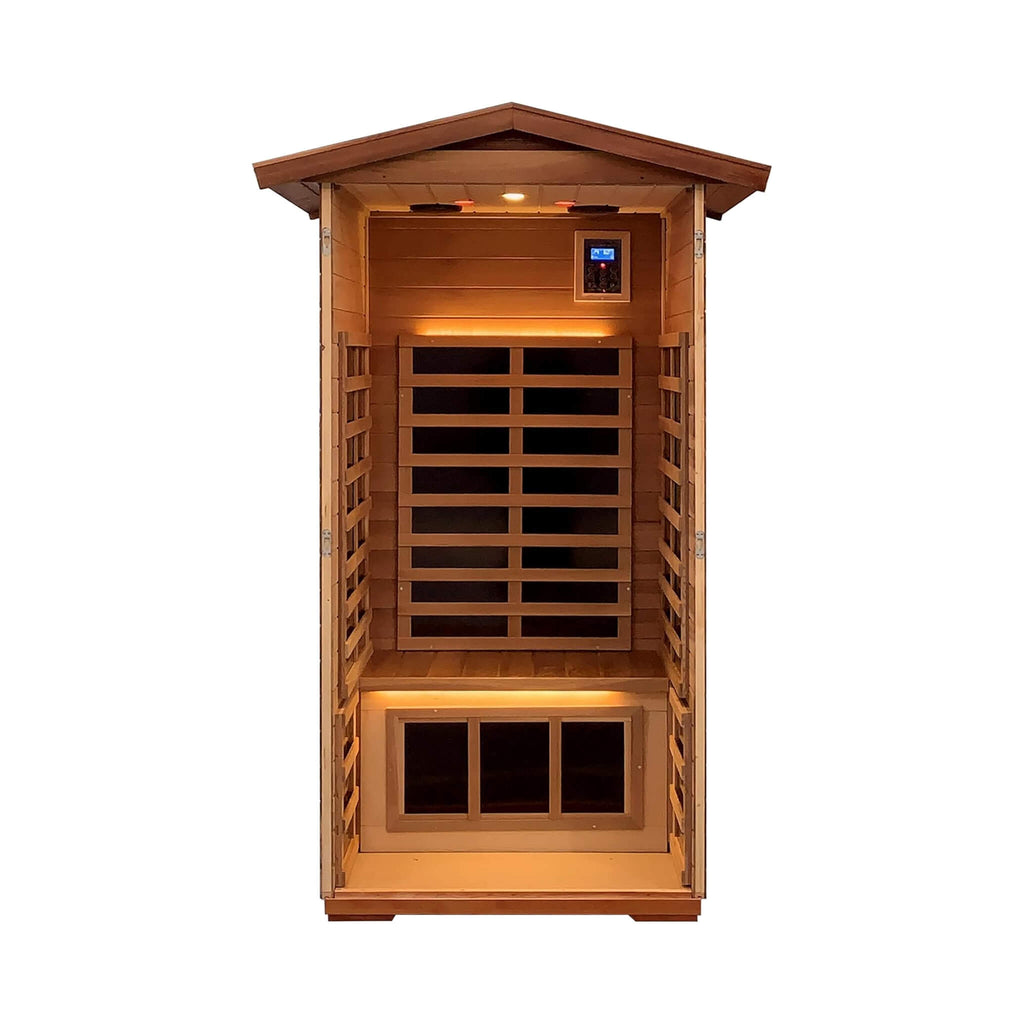 Thermora Xyra Premium 1-Person Outdoor Red Cedar Infrared Sauna With Low EMF, Chromotherapy And Bluetooth (SAK32783) – SAKSBY