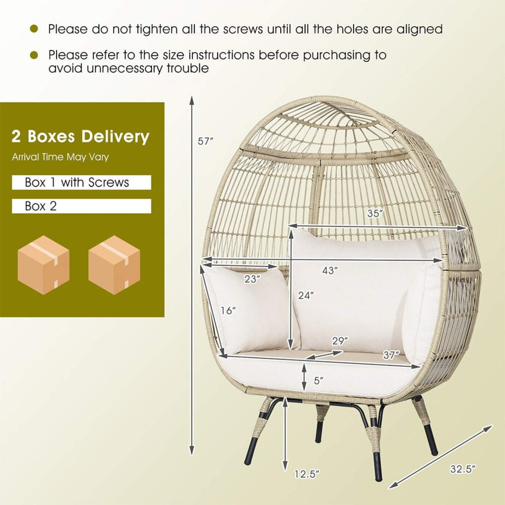 Alora Premium 57-Inch Oversized Rattan Patio Egg Lounge Chair Basket With Cushions (SAK91684) – SAKSBY WHOLESALE, view 9