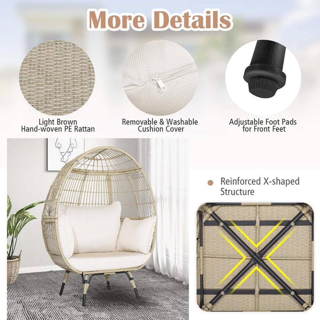 Alora Premium 57-Inch Oversized Rattan Patio Egg Lounge Chair Basket With Cushions (SAK91684) – SAKSBY WHOLESALE, view 7