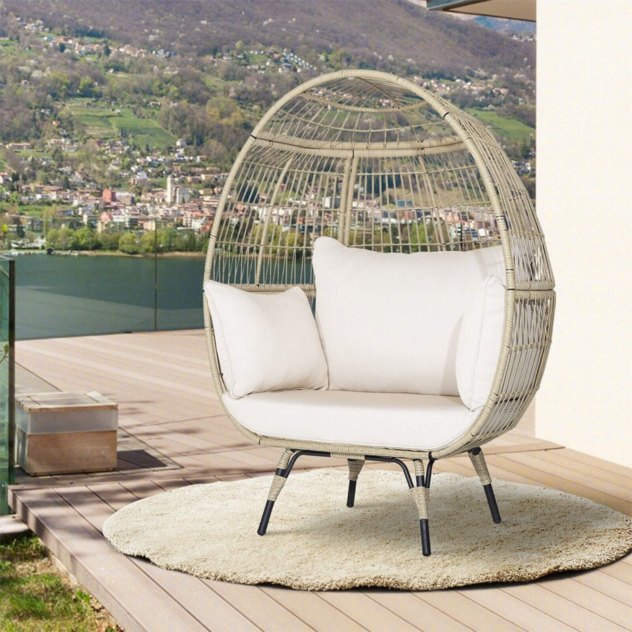 Alora Premium 57-Inch Oversized Rattan Patio Egg Lounge Chair Basket With Cushions (SAK91684) – SAKSBY WHOLESALE, view 6