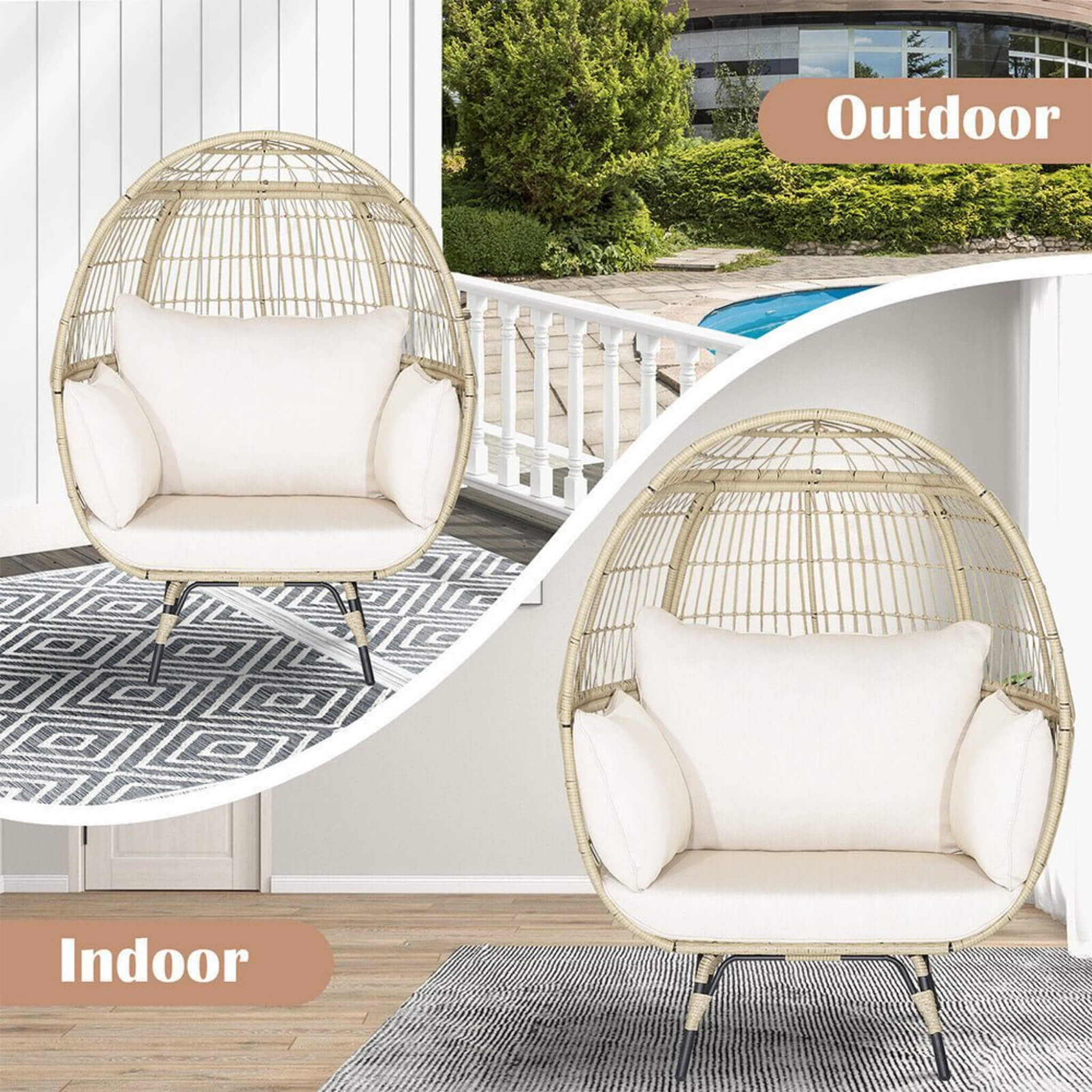 Alora Premium 57-Inch Oversized Rattan Patio Egg Lounge Chair Basket With Cushions (SAK91684) – SAKSBY WHOLESALE, view 5