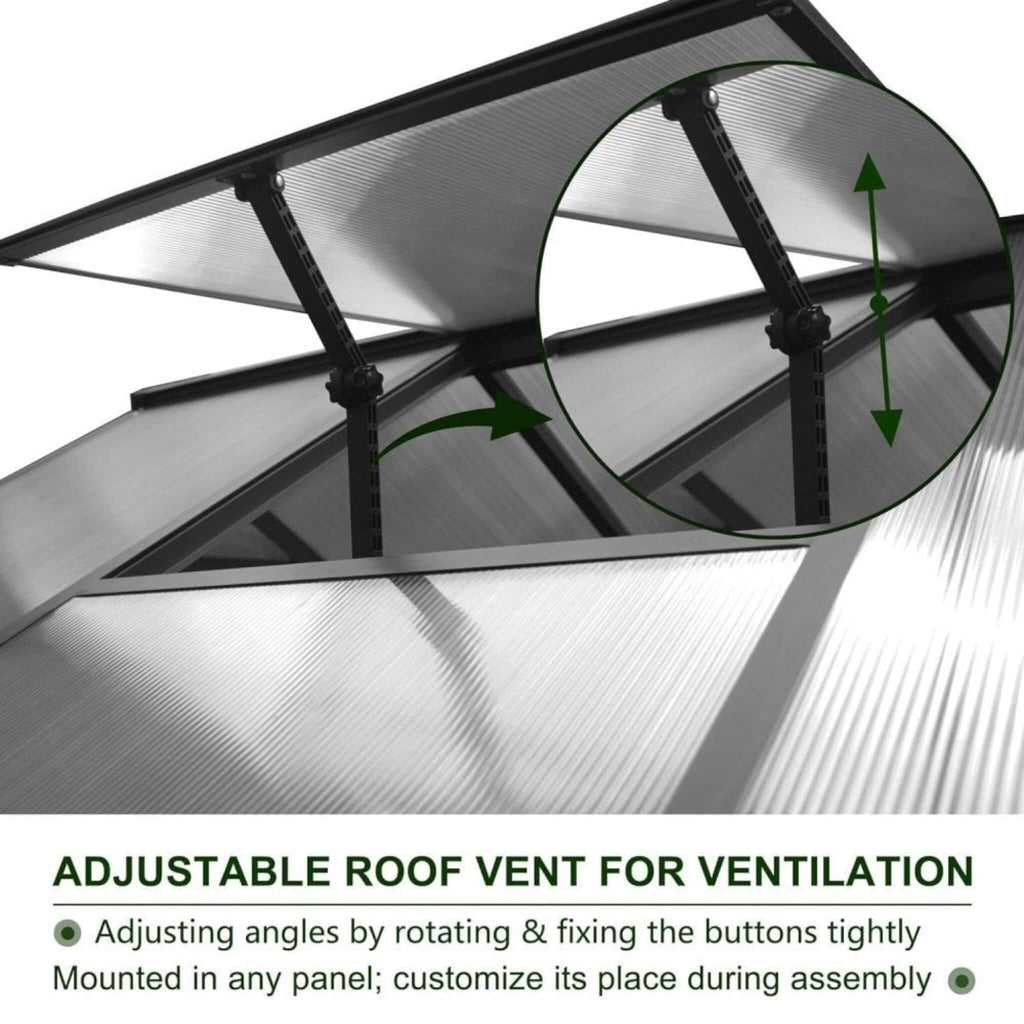 [06X12FT] Premium Polycarbonate Gray Walk-In Greenhouse Kit With Adjustable Vent And Lockable Door (SAK35264) – SAKSBY WHOLES