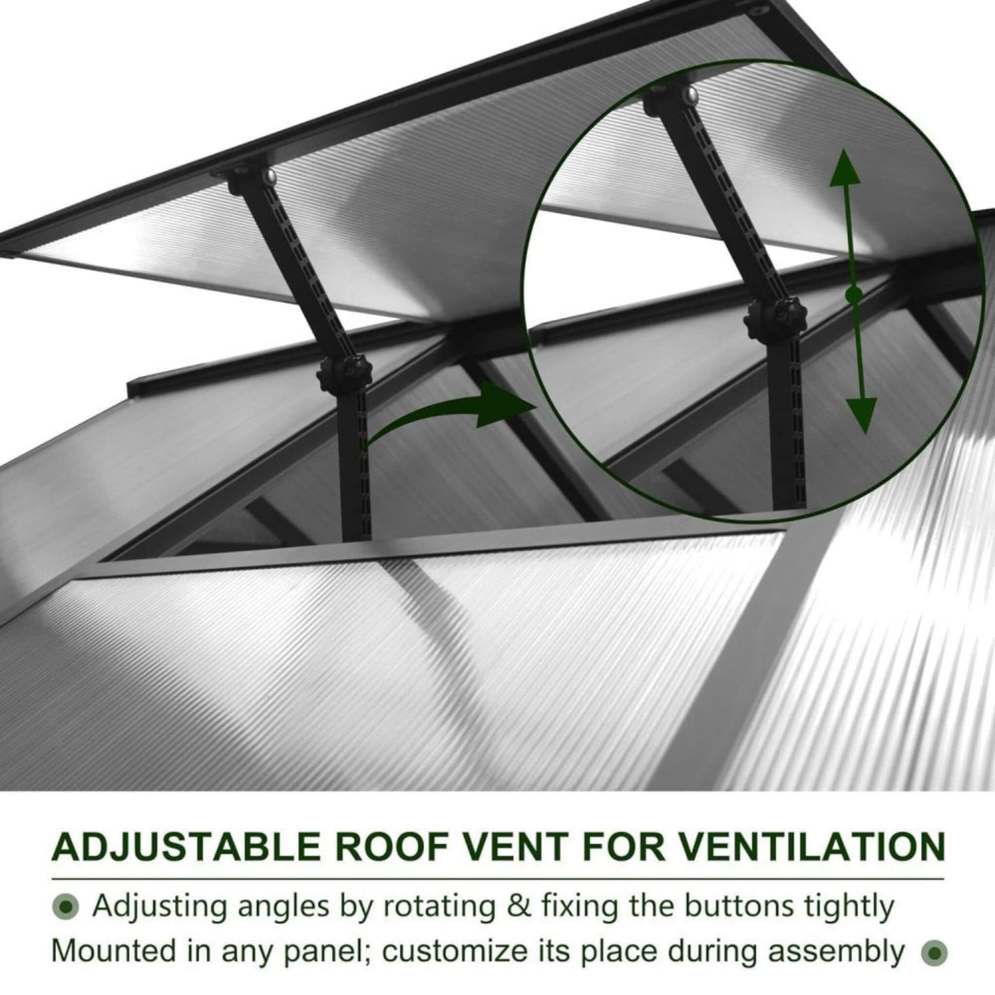 [06X12FT] Premium Polycarbonate Gray Walk-In Greenhouse Kit With Adjustable Vent And Lockable Door (SAK35264) – SAKSBY WHOLES