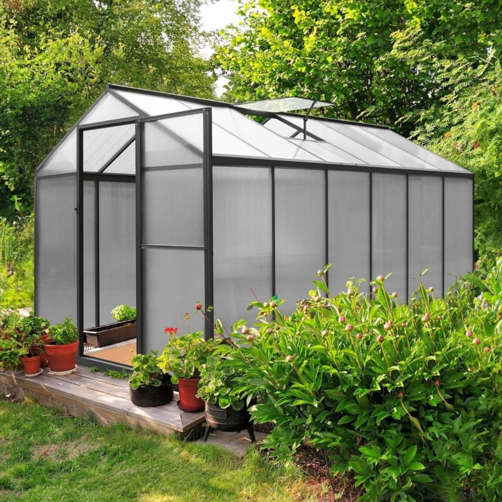 [06X12FT] Premium Polycarbonate Gray Walk-In Greenhouse Kit With Adjustable Vent And Lockable Door (SAK35264) – SAKSBY WHOLES