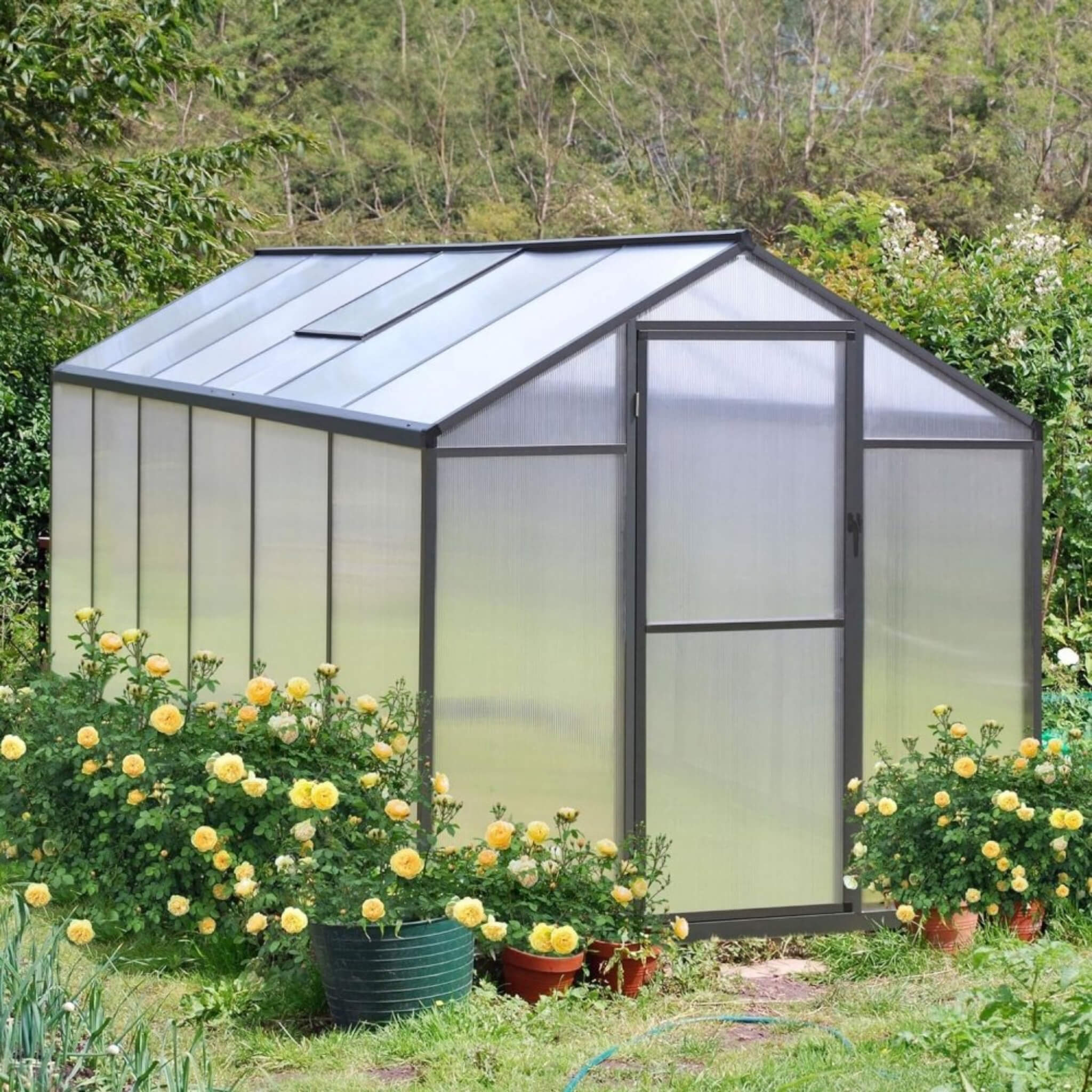 [06X12FT] Premium Polycarbonate Gray Walk-In Greenhouse Kit With Adjustable Vent And Lockable Door (SAK35264) – SAKSBY WHOLES