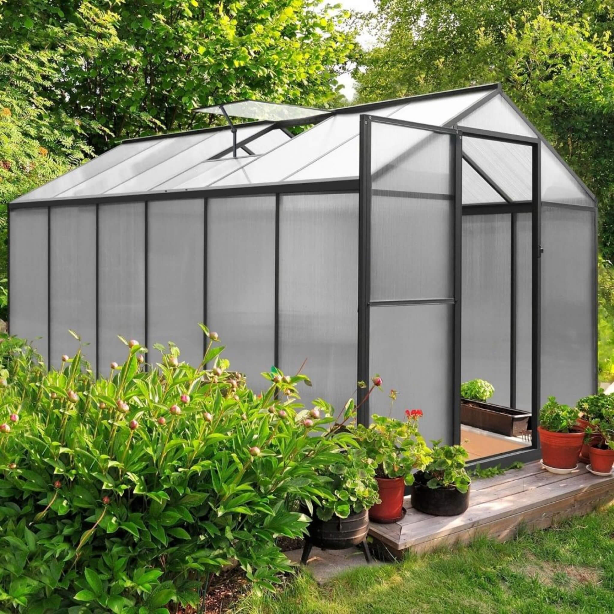 [06X12FT] Premium Polycarbonate Gray Walk-In Greenhouse Kit With Adjustable Vent And Lockable Door (SAK35264) – SAKSBY WHOLES