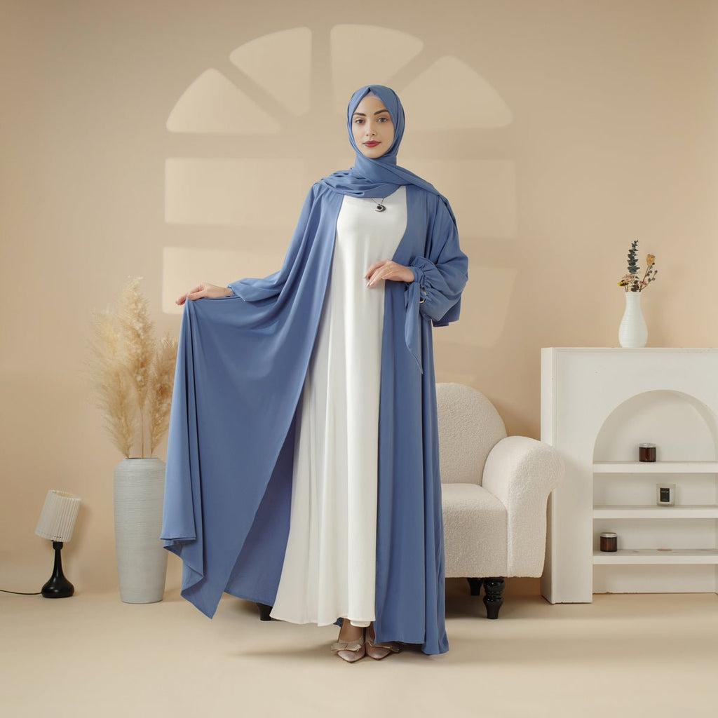 Mariam's Collection Premium Ribbon Sleeve Abaya: An Elegant Four-piece Abaya Set (MOA105) — main product shot