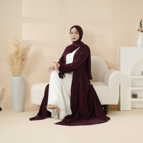 Premium Ribbon Sleeve Abaya: An Elegant Four-piece Abaya Set (MOA105)