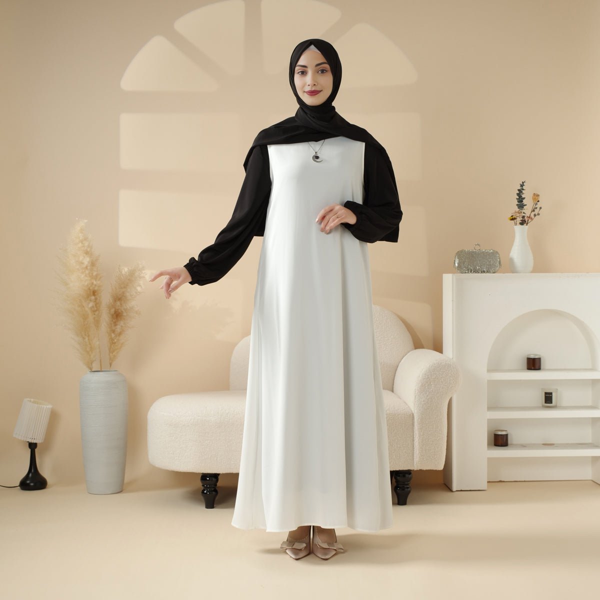 Mariam's Collection Premium Ribbon Sleeve Abaya: An Elegant Four-piece Abaya Set (MOA105) — comparison shot
