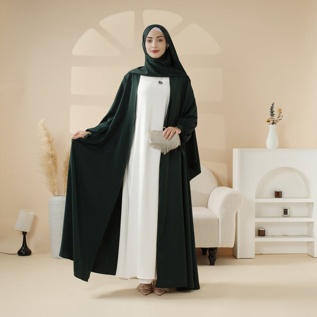 Mariam's Collection Premium Ribbon Sleeve Abaya: An Elegant Four-piece Abaya Set (MOA105) — detail close-up