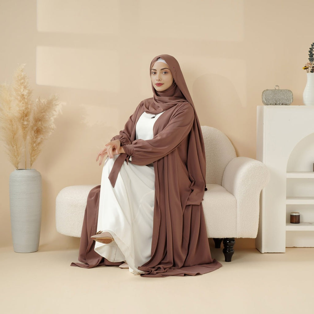 Mariam's Collection Premium Ribbon Sleeve Abaya: An Elegant Four-piece Abaya Set (MOA105) — main product shot