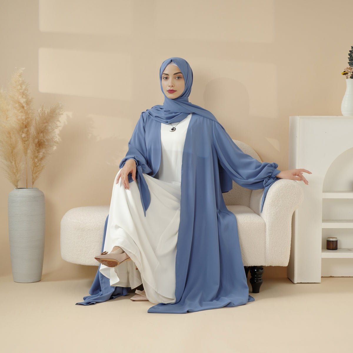 Mariam's Collection Premium Ribbon Sleeve Abaya: An Elegant Four-piece Abaya Set (MOA105) — detail shot 8